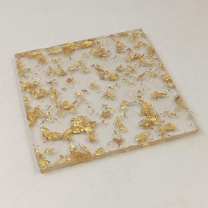 High Quality Eco-Friendly Modern Resin Oval <b>Coaster</b> Mats Pads <b>Green</b> Gold Leaf Design 400mm Diameter 5mm Thick Home Wedding Cafe - Product Image 1