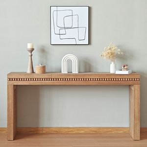 Tavolo/Scrivania Console in Legno Naturale con Decorazioni in Perle di Legno Vero - Convenience Concepts - Product Image 1