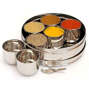 Handcrafted Metal <b>Spice</b> <b>Storage</b> Box Decorative Lid Modern Kitchen Masala Organizer High Quality Container - Product Image 5
