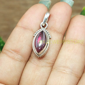 Colgante de Granate Rojo Natural Hecho a Mano con Engaste de Bisel en Plata de Ley 925 con Forma de Marquesa, Joyería Fina para Mujer al por Mayor - Product Image 3