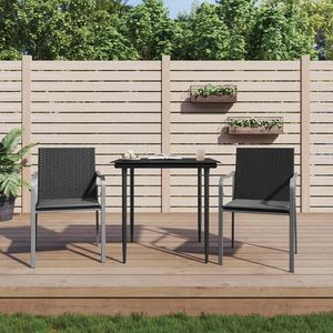 Set da pranzo in 3 pezzi in Poly Rattan e acciaio con cuscini Set da giardino - Product Image 1