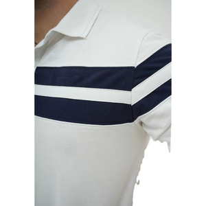 Conjunto de Camiseta Polo a Rayas Blancas y Pantalones Cortos Azul Marino para Hombre, Atuendo Casual de Verano, Ropa de Dos Piezas de Algodón Transpirable - Product Image 6