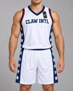 เสื้อบาสเก็ตบอลชาย Claw Intl สีขาวพิมพ์ลายเปลวไฟสีแดง 25 พิมพ์ซิลค์สกรีน ผ้าฝ้ายระบายอากาศได้ดี ไร้ตะเข็บ - Product Image 1