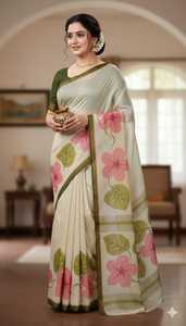 Sari de Lino de Alta Calidad, 6.10 Metros, Corte Individual, Tela Suave y Ligera, Prenda Étnica Festiva e Informal, India - Product Image 4