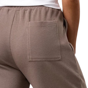 Pantalon de détente décontracté pour femme en maille gaufrée, coupe large, taille haute élastique, coupe décontractée, avec poches, confortable - Product Image 5