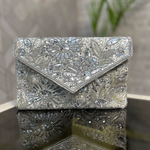 Pochette de soirée à motif floral, perles brillantes, doublure en coton, imperméable, sacs portables pour mariage et fêtes - Product Image 2