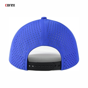 Casquette de baseball unisexe en maille respirante bleue découpée au laser, 6 panneaux, ajustable, 100 % polyester, pour l'extérieur, décontractée, printemps-été, taille adulte - Product Image 4