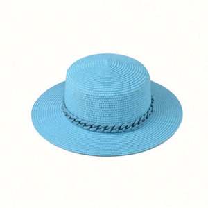 Chapeau de soleil d'extérieur unisexe en paille à large bord, avec chaîne colorée, style sombrero, décontracté et tendance - Product Image 2