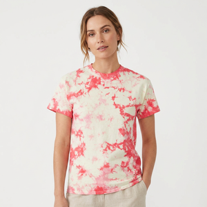 Camiseta de Manga Corta para Hombre, Tie-Dye, Corte Regular, Cuello Redondo, Diseño Casual de Punto de Algodón, Patrón Rojo y Blanco - Product Image 6
