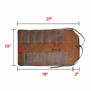 Rollo de herramientas de cuero al por mayor con logotipo personalizado, organizador enrollable para electricistas, fontaneros, carpinteros y mecánicos a bajo precio. - Product Image 4