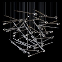 Lampe pendante en forme de goutte d'eau en verre d'art de concepteur longue lampe pendante en cristal de goutte de pluie lampes suspendues au plafond à vendre