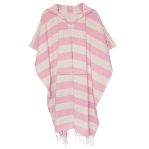Poncho à capuche pour enfants de couleur rose à rayures, poncho en fouta tissé à la main, poncho de hammam, serviette de plage fouta, serviette de plage à capuche fouta - Product Image 6