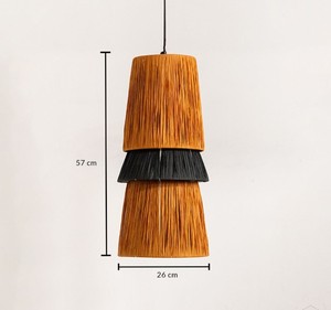 Lámpara Colgante de Doble Tono con Flecos |   Jute Negro Colgante de Altura Ajustable y En Capas |   Lámpara de Techo Moderna Estilo Boho para Hotel - Product Image 4