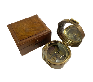 Solid Brass Brunton <b>Compass</b> in Wooden Box/Maritime Nautical Working Geological <b>Compass</b> - Product Image 1