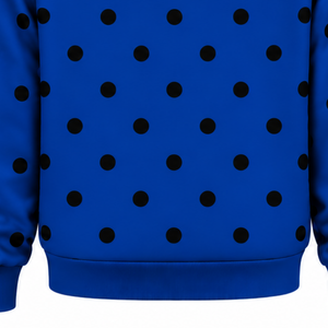 Sudadera con Capucha Personalizada Azul Rey con Puntos Negros para Mujer, Sudadera Informal de Forro Polar con Capucha, Manga Larga, Bolsillo Tipo Canguro, Ropa Urbana - Product Image 6