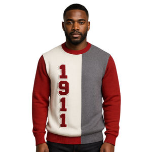 Neutral 3 Tone Knit Sweater Premium Divine Nine Greek Fraternity Apparel Chenille Embroidery Pullover Classic Greekwear - Product Image 1