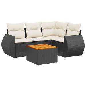 Conjunto de Sofás de Jardín en Negro y Blanco Crema para Muebles de Patio - Product Image 2