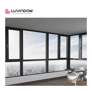 Fenêtres modernes en aluminium à double vitrage à rupture de pont thermique, résistantes aux impacts, style ouverture à battant noir pour villas - Product Image 6