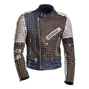 Studded Leather Jacket <b>Zipper</b> Motorbike Jacket Vintage Biker <b>Coat</b> for Women - Product Image 1