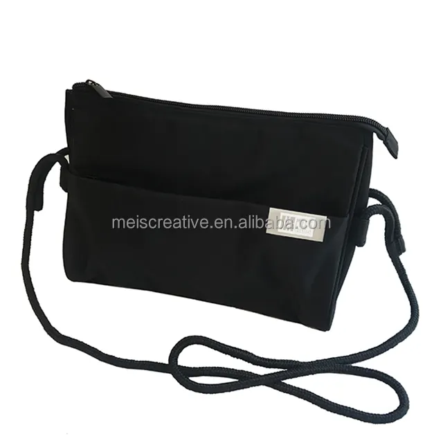 Fashionable Traveling and Shopping Crossbody Passport Messenger Black Bag with Custom Logo for Men