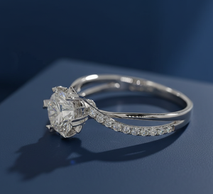 Anillo de Compromiso con Diamante Cultivado en Laboratorio, Certificado IGI, Corte Redondo de 1.23ct, Oro Blanco con Baño de Rodio, VVS2 F, Venta al Por Mayor - Product Image 4