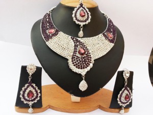 Indian Royal Copper Zircon Gold Plated Vintage Bridal Jewelry Set Flower Design Women Wedding Party Traditional Elegance Regal - Product Image 3