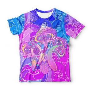 Psychedelic <b>Mushroom</b> Print Men's Short Sleeve T-<b>Shirt</b> Regular Fit O-Neck Casual Style Sublimation Transfer Print 100% Polyester - Product Image 1