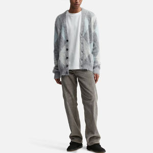 Pull en maille épais unisexe à col en V personnalisé avec logo du fabricant, manches longues, en laine et mohair duveteux, séchage rapide, OEM ODM - Product Image 5