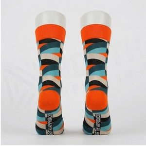 Crew <b>Socks</b> Geometric Pattern Blue Orange Breathable Cotton Spandex <b>Polyester</b> Adult Casual Summer <b>Socks</b> - Product Image 2