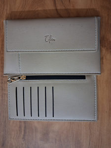 Pochette élégante beige en PU Elion avec logo, pour usage quotidien, fermeture éclair et bouton, 8 pouces, toutes saisons - Product Image 3