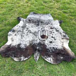 Genuine Salt Pepper Brazilian Hair on Speckled Cowhide Leather <b>Rug</b> Customizable Colors Sizes Unbridleds Industry Made Pakistan - Product Image 5