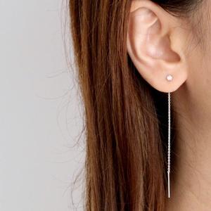 Boucles d'oreilles filées en or massif 14 carats avec diamants, vente en gros directe d'usine, boucles d'oreilles délicates à longue chaîne, bijoux fins personnalisés - Product Image 2