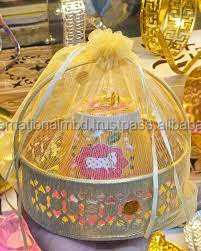 Plateaux en métal pichwai avec panier à jarres et emballage cadeau - Product Image 2