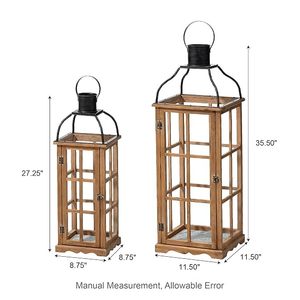 Rustic Wooden Decorative <b>Lantern</b> <b>Set</b> Farmhouse Candle Holder <b>Lanterns</b> for Home Wedding Event Decor - Product Image 3