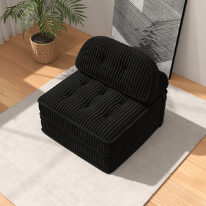 Chaise Longue Convertibile in Velluto a Coste con Design Trapuntato, Supporto Completo in Schiuma, Letto Pieghevole e Cuscino ad Arco Regolabile - Product Image 5