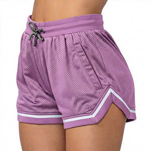 Shorts en maille taille mi-haute pour hommes, gris uni, respirants, taille élastique, sportifs, poches avant, séchage rapide, tissu tissé écologique - Product Image 2
