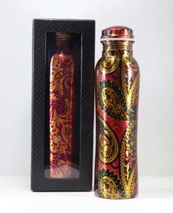 ขวดน้ำทองแดงแท้ลายนูนสำหรับห้องนอน สีดำโบราณและสีน้ำตาลเข้ม - ภาชนะสำหรับดื่มและเก็บของ ความจุ 1000 มล. ขายดีอันดับต้นๆ - Product Image 2