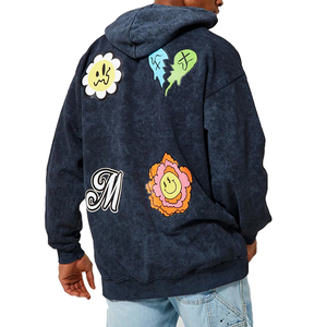 High Quality Comfortable Custom Hoodie Men's Acid Wash Hoodie Custom Vintage Acid Wash Screen Printing Men's Acid Was Hoodies - Product Image 5