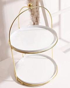 Support à gâteau de luxe en métal doré avec piédestal et bordure en dentelle, plateau de présentation de desserts pour mariage, anniversaire, décoration de fête - Product Image 4