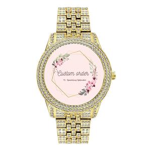 Montre de luxe Hip Hop pour hommes, personnalisée, plaquée or et argent, entièrement sertie de cristaux, mécanique, avec diamants Moissanite. - Product Image 2