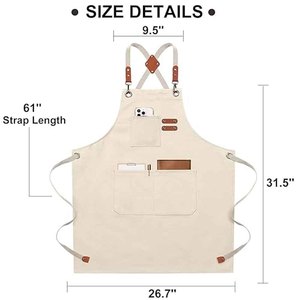 ผ้ากันเปื้อนครัวลายโลโก้แบบกำหนดเอง ผ้ากันเปื้อนเชฟกันน้ำ ผ้าฝ้าย ปรับสายได้ มีกระเป๋า ขายส่งจำนวนมาก - Product Image 5