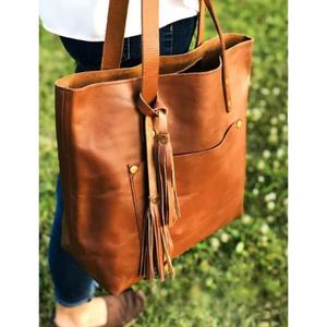 Water Resistance Natural Buffalo Leather Handbags Custom Logo Print Eco Friendly <b>Bags</b> Lightweight Durable Shopping <b>Bags</b> <b>For</b> Sale - Product Image 5