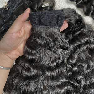 Extensions de cheveux naturels ondulés noirs vietnamiens vierges à double trame faites à la main, 8-34 pouces, vraies extensions à clips sans couture, cheveux humains épais et doux - Product Image 2