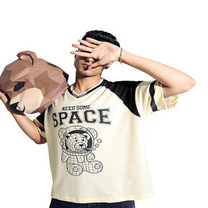 Camiseta de algodón 100% de calidad de lujo para hombre, camiseta en blanco con diseño de logotipo personalizado y cuello redondo de gran tamaño con hombros caídos - Product Image 3