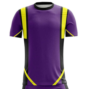 ชุดเสื้อฟุตบอลซับลิเมชั่นสีม่วงเหลืองดำ GLOWING NEON INDUSTRY สำหรับผู้ชาย แขนสั้น แห้งเร็ว ระบายเหงื่อได้ดี รุ่น U - Product Image 3