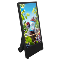 Reproductor de Publicidad LCD Portátil de 43 Pulgadas con Batería Recargable para Interiores, Ideal para Restaurantes
