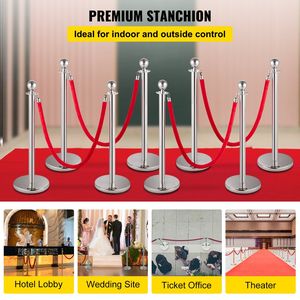 Set di montanti per controllo della folla in 8 pezzi con corda di velluto rosso 5 Ft/1.5 m facile da montare con robusta Base in metallo - Product Image 2