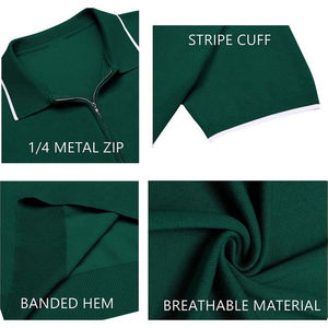 Nouvelle Arrivée Chemises Homme Grande Taille en Coton Écologique de Haute Qualité à Demi-Zip Manches Courtes Respirantes Vertes pour l'Été - Product Image 5