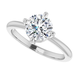Anillo de Compromiso Solitario con Moissanita VVS1 de Corte Brillante Redondo, Clásico con Engaste de 4 Puntas, Oro Blanco Sólido de 10K, Anillo de Promesa - Product Image 4