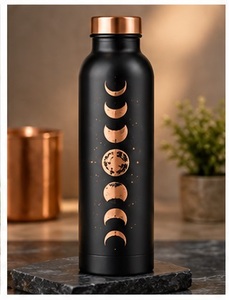 Elegance <b>Copper</b> <b>Water</b> <b>Bottle</b> with Lid Portable Eco Friendly Drinkware Traditional Peacock Design - Product Image 5